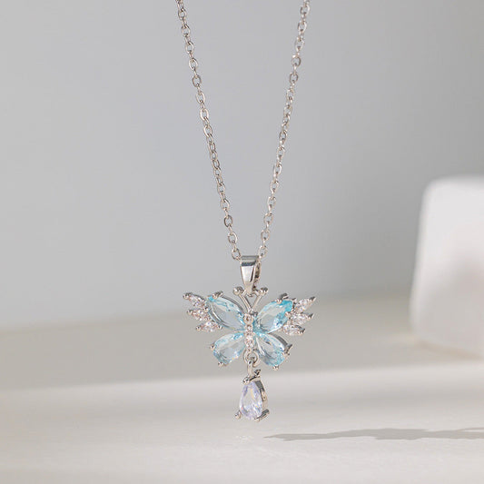 Dreamland Butterfly Necklace- ice blue