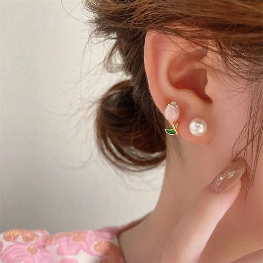 Tulip Flower Earwrap Earrings- can be worn in multiple ways
