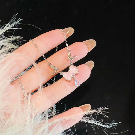 Cute Bow with Butterflies Necklace