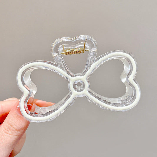 Premium Bow Hair Claw- white