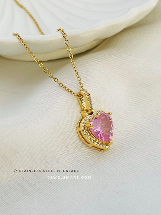 Soulmate Heart Necklace - pink