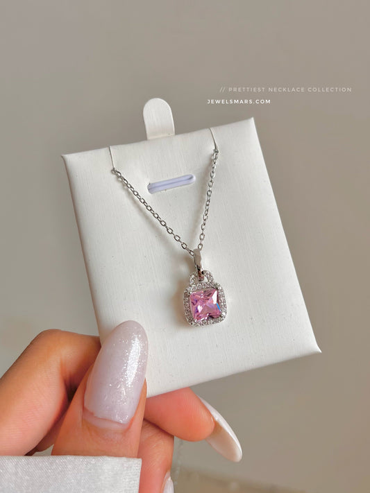Pink Solitaire Necklace