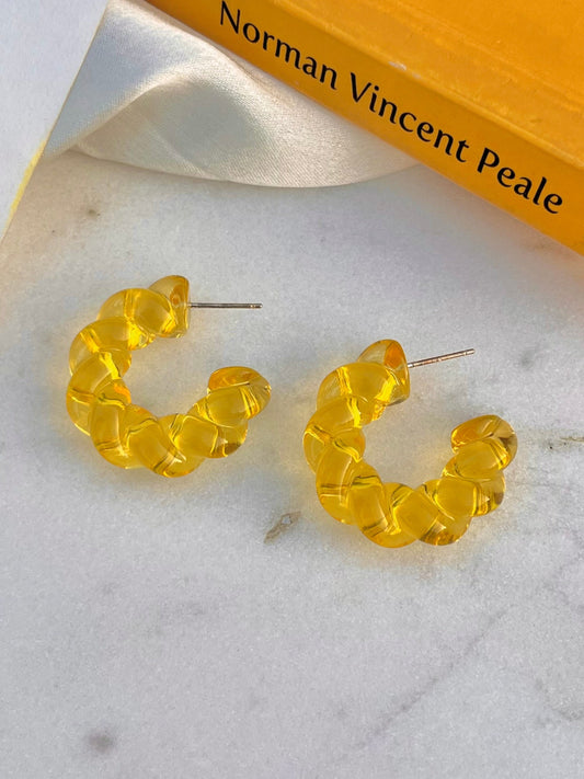 The Sunrise Yellow Twisted Hoop Earrings