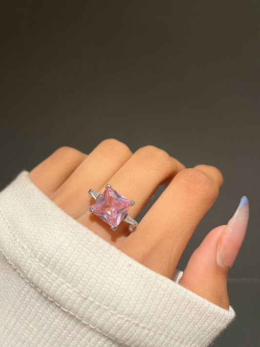 Amelia Square Cut Ring - Pink