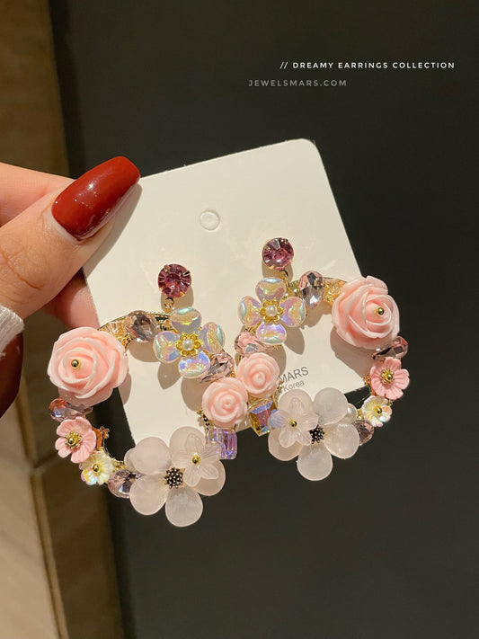 Dreamy Bloom Earrings- pink
