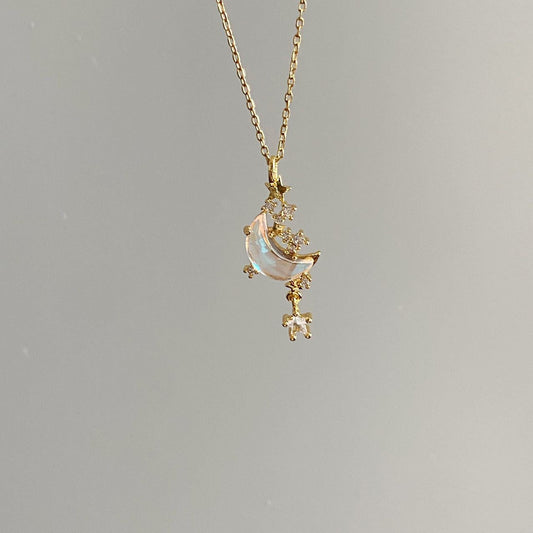 The Dreamiest Moon Star drop Necklace
