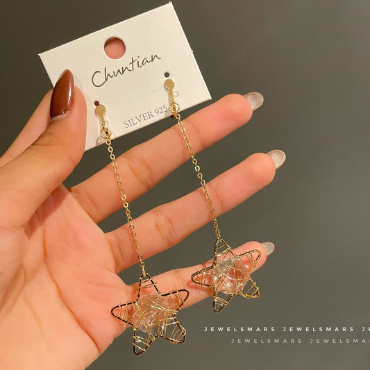 CRYSTAL STAR EARRINGS- clip on earrings