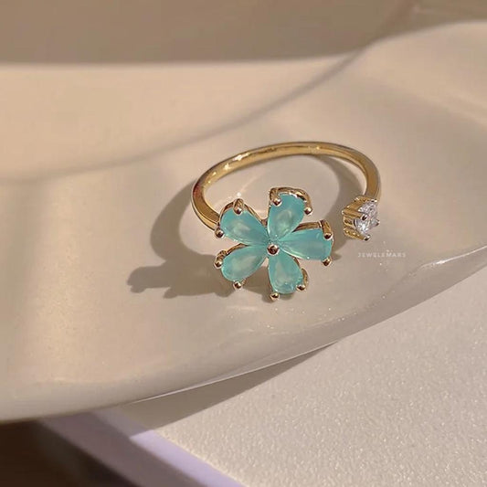 Elsa Frozen Blue Flower Ring