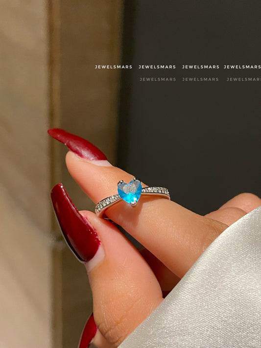 Lucy Heart Ring- teal blue