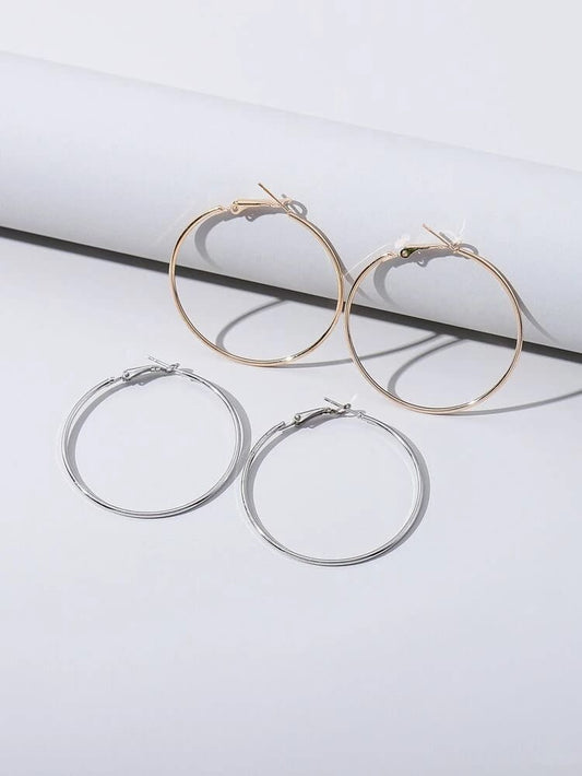 HOOPS COMBO OF 2 ( silver + golden)