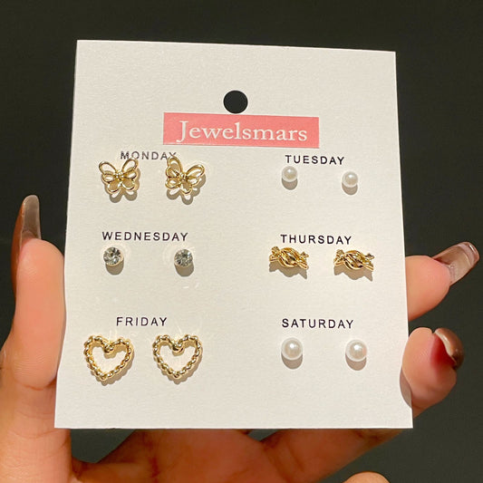 “Happiness” weekly stud earrings set combo