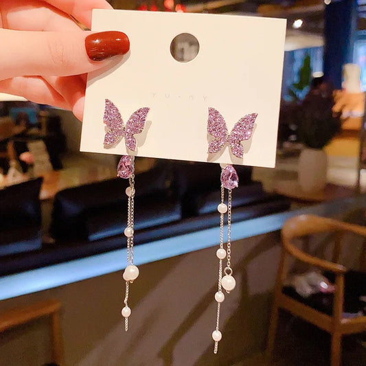 Luxury butterfly Earrings- lilac