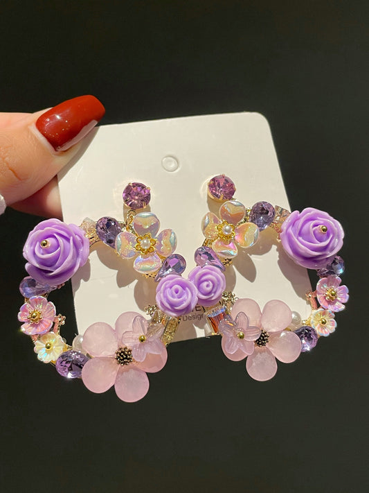 Dreamy Bloom Earrings- purple