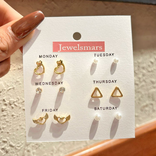 “Love is in the air” weekly stud earrings set combo