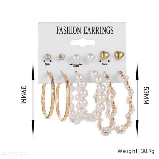 PEARLS LOVE COMBO OF 6 EARRINGS