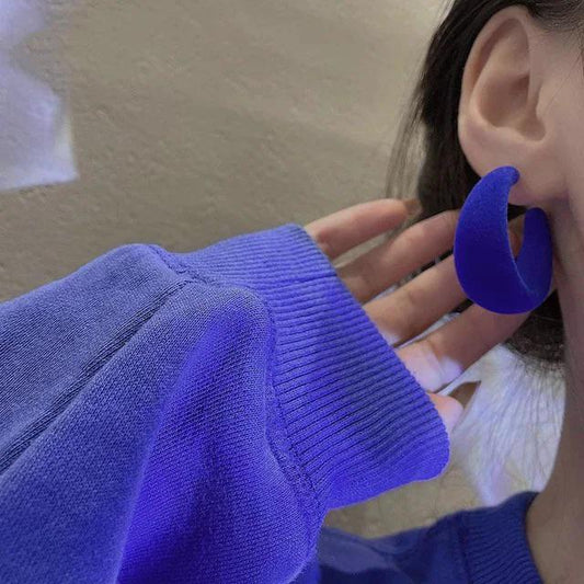 Regular Broad Hoop Earrings - blue