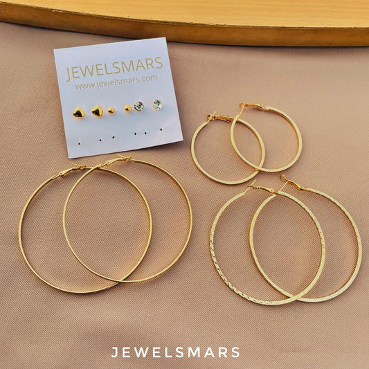 SIMPLE HOOPS & STUD COMBO (25rs each only)