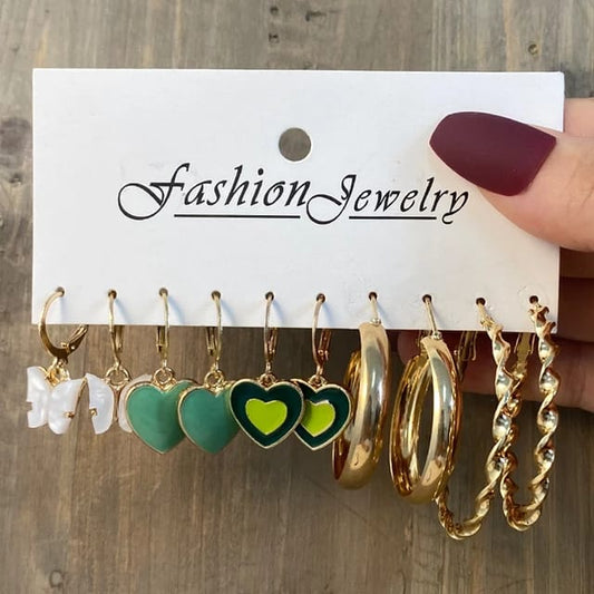 Trendy Green Earrings combo of 5