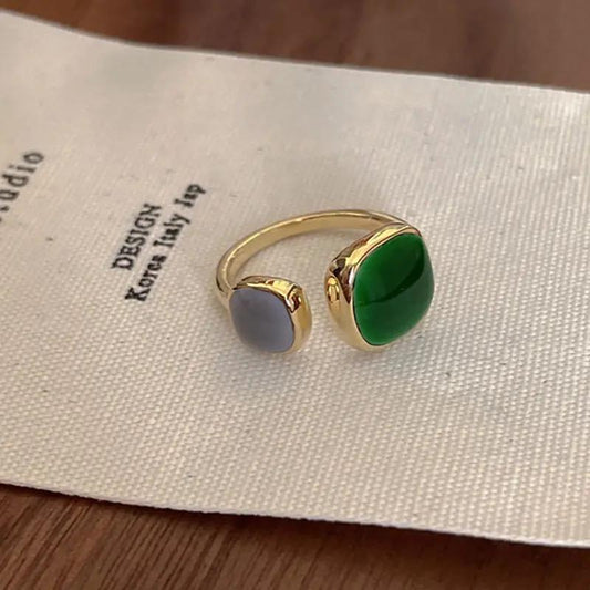 Green & Grey Statement Ring
