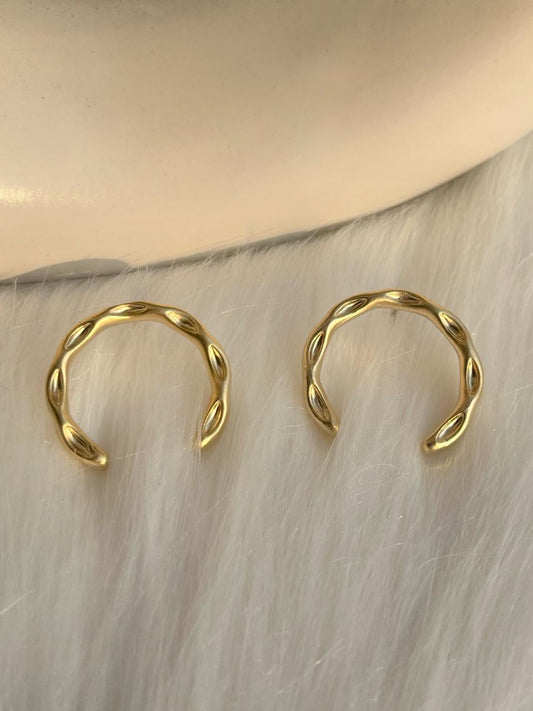 Half Moon Hammered Statement Earrings