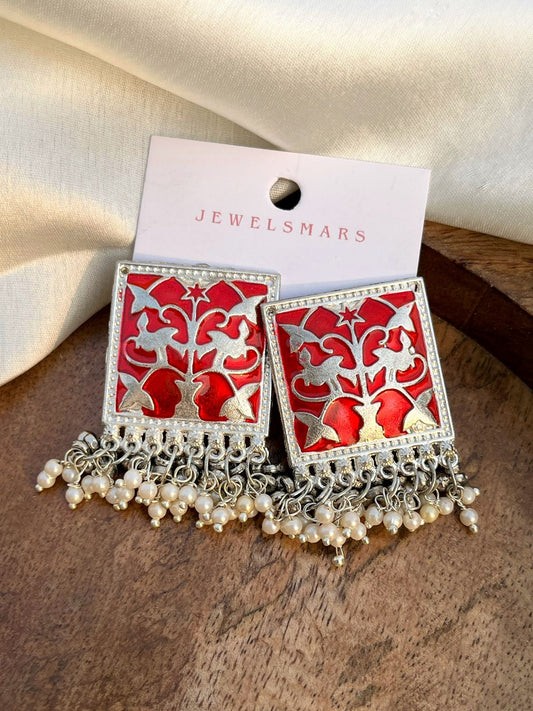 Sanya Pearl Earrings - red