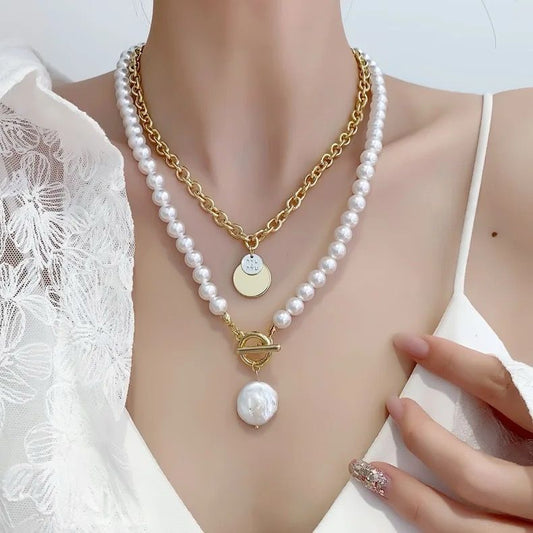 Hip Hop Pearl Layered Necklace