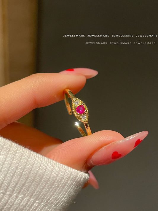 Minimal Eye ring- Ruby