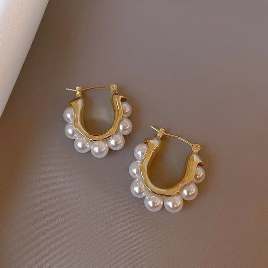 Amelia Pearl Hoop Earrings