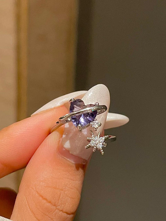 Fairy core Heart Ring- purple
