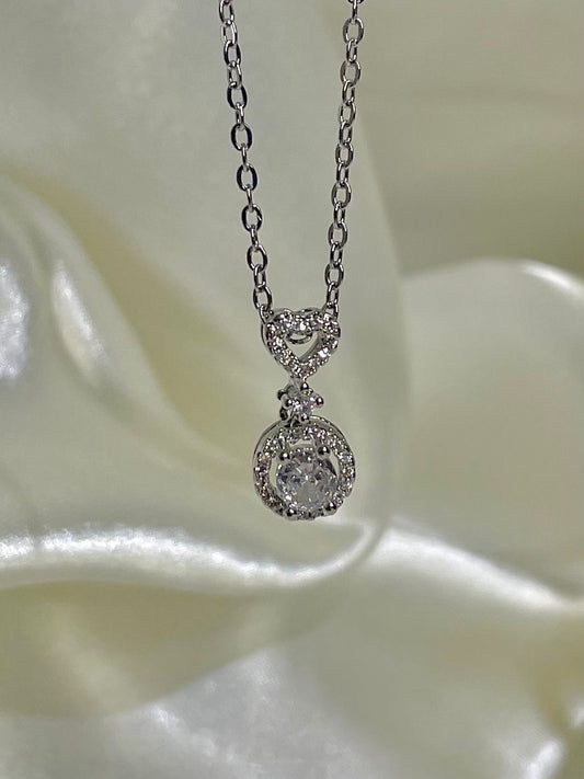 Heart  Solitaire Drop Necklace