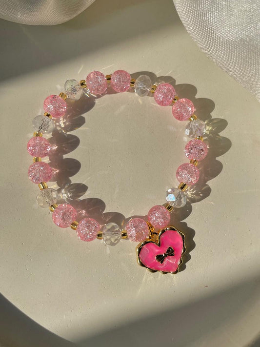 Heart of Bow Bracelet- pink