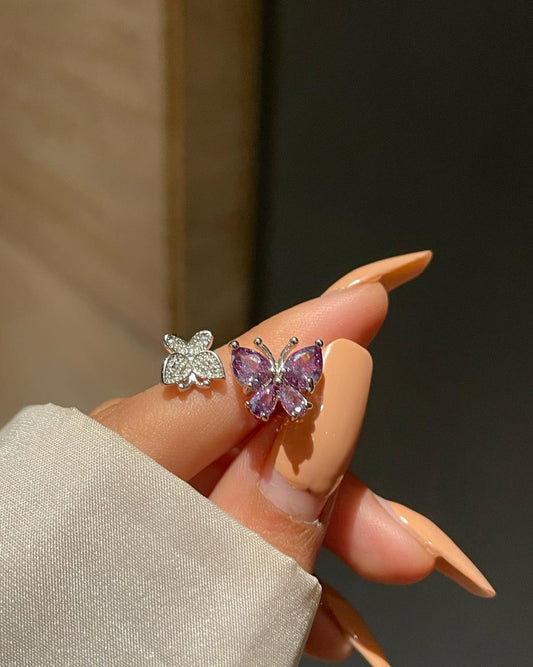 Dual Butterflies Ring- purple