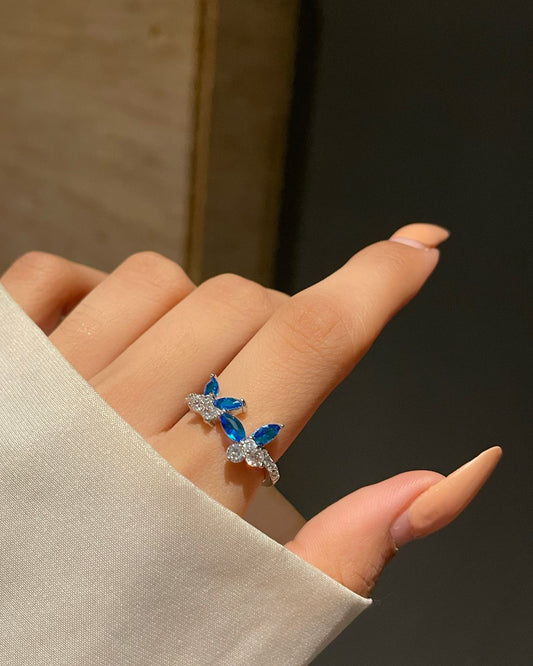 Dual Butterfly Ring- blue