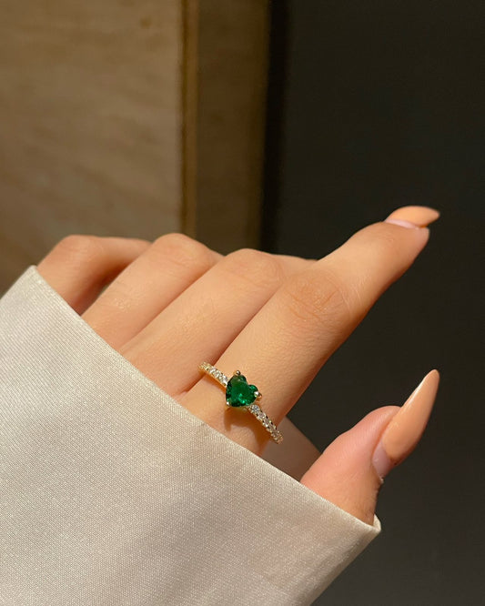 Magical Heart Ring- green golden