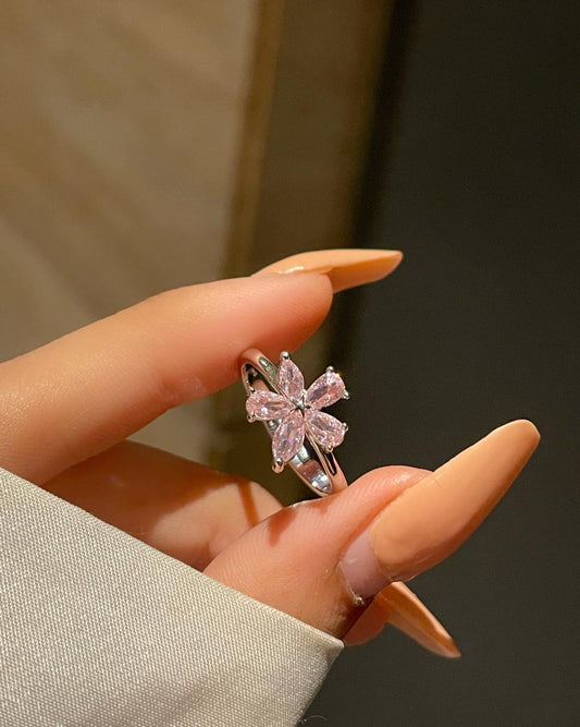 Minimal Flower Ring- pink