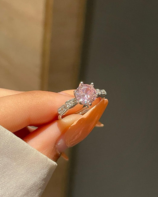Solitaire Crown Promise Ring- pink