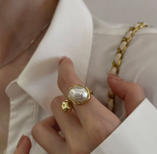 Ruby Pearl Statement Ring