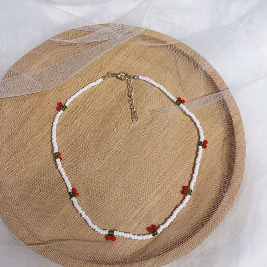 Cherry Necklace- white