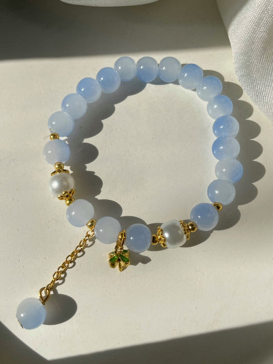 Soft Blue Tree Charm Bracelet