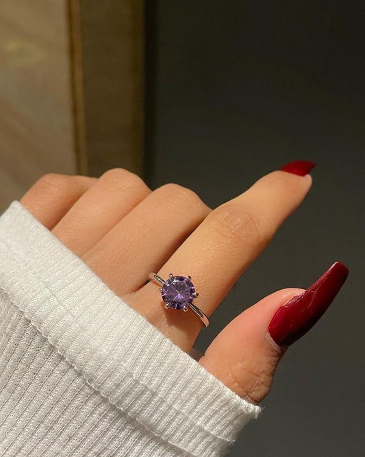 Purple Solitaire Ring