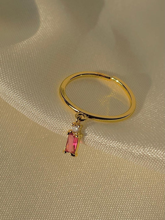 Precious Solitaire Drop Ring- ruby pink