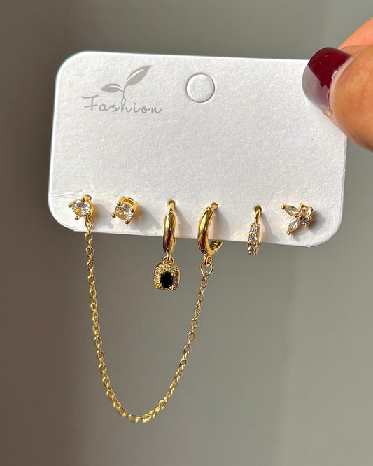 Black Earrings Piercing Combo