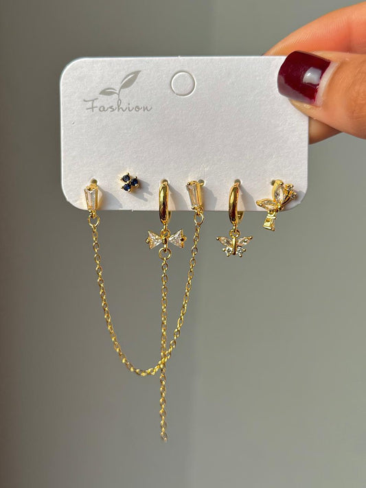 Bow & Butterfly Piercing Earrings Combo