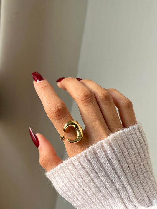 Crescent Moon Statement Ring