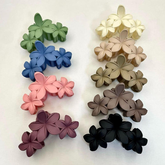 Triple Flower Hair Claws- matte