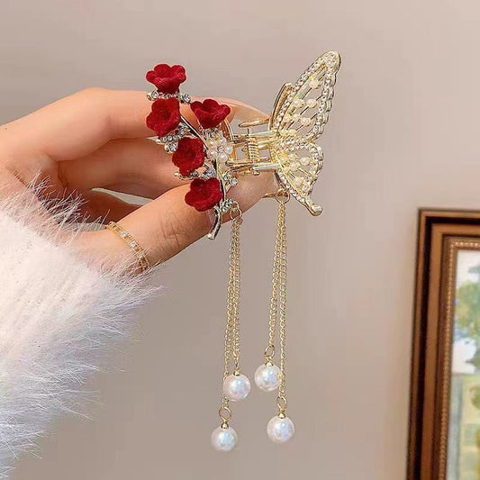 Butterfly Roses Party Hair Claw