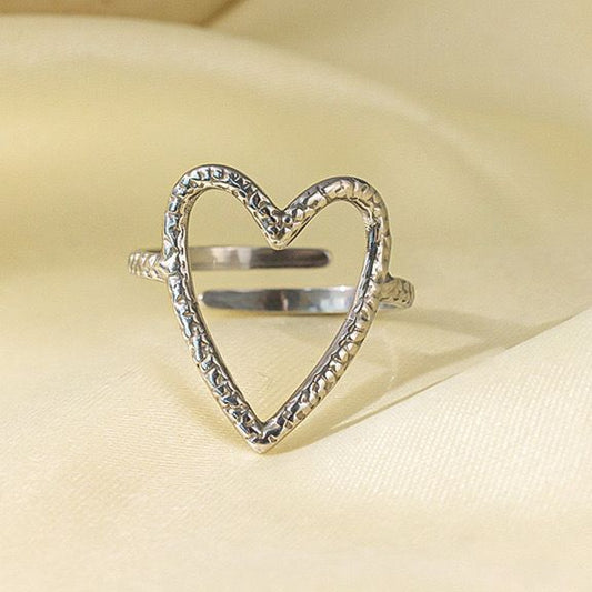 Silver Romance Heart Ring