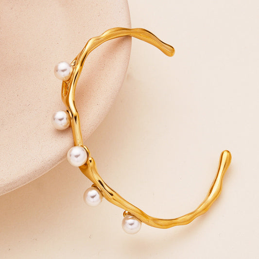 Elysia Pearl Engraved Bracelet