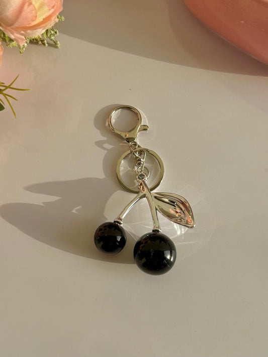 Small Cherry Bag Charm- black