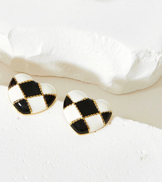Checkmate! Heart Earrings